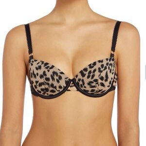 Stella McCartney Florence Fluttering Black Flesh Leopard-Print  Bra Size 32DD